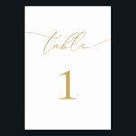Gold Calligraphy Minimalist Table Number<br><div class="desc">These beautiful, elegant gold table number cards are perfect for your wedding or event. Our modern, minimalist design includes "table" written in beautiful gold faux foil calligraphy with a matching gold table number. These gold table numbers are printed on both sides and fully customisable. Create each table number and add...</div>