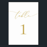 Gold Calligraphy Minimalist Table Number<br><div class="desc">These beautiful, elegant gold table number cards are perfect for your wedding or event. Our modern, minimalist design includes "table" written in beautiful gold faux foil calligraphy with a matching gold table number. These gold table numbers are printed on both sides and fully customisable. Create each table number and add...</div>