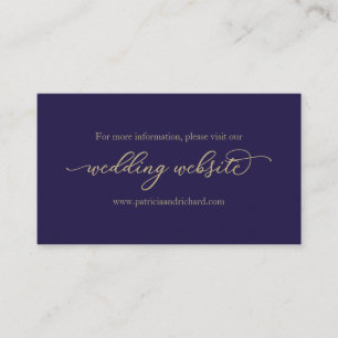 Gold Calligraphy Navy Blue Wedding Website Business Card