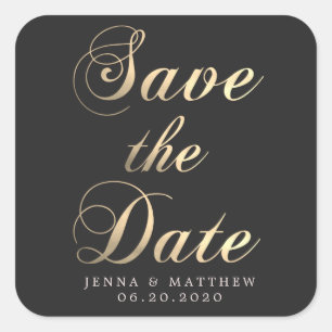 Gold Calligraphy Save the Date Sticker