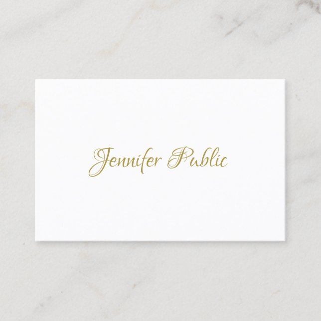 Gold Calligraphy Script Elegant Minimalist Trendy Business Card (Front)