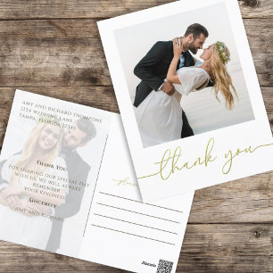 Gold Calligraphy Script Modern Simple Two Photo  Postcard