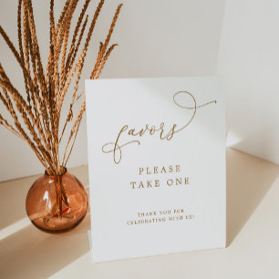 Gold Calligraphy Script Wedding Favours Sign