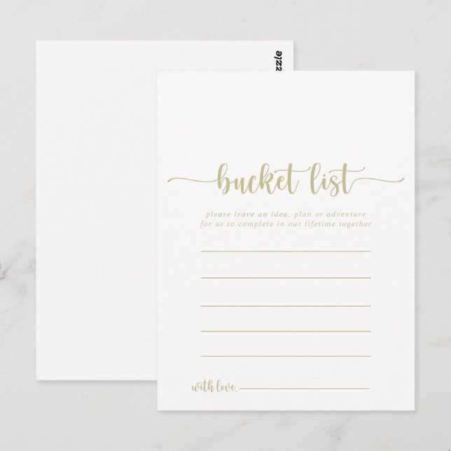 Gold Calligraphy Simple Bucket List Cards (Front/Back)