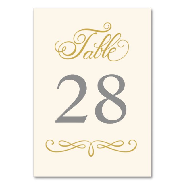 Gold Calligraphy Table Number | Editable Colour (Front)