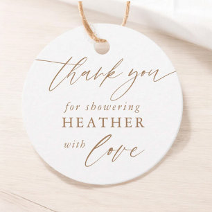 Gold Calligraphy Thank You For Showering With Love Favour Tags
