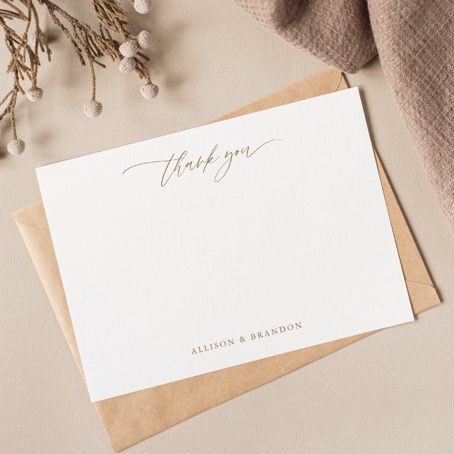 Gold Calligraphy Thank You Personalised Stationery Card (Creator Uploaded)