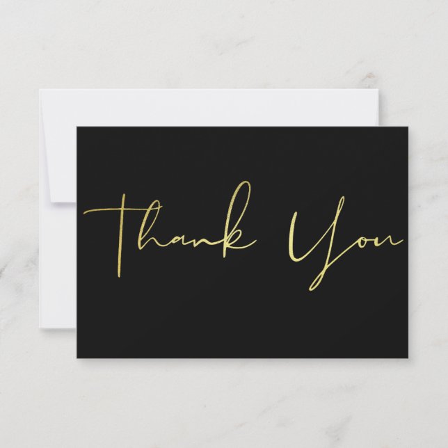 Gold Calligraphy Traditional Thank You Card (Front)