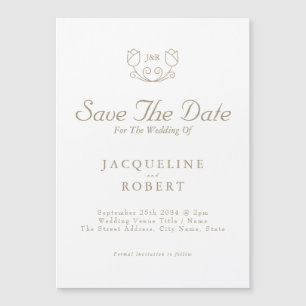 Gold Calligraphy Tulip Save The Date Wedding Magnetic Invitation