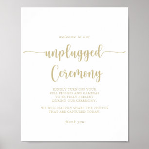 Gold Calligraphy Unplugged Ceremony Sign