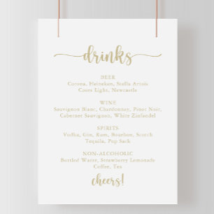 Gold Calligraphy Wedding Drinks Menu Sign