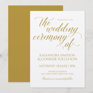 Gold Calligraphy Wedding Invitations Elegant