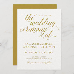 Gold Calligraphy Wedding Invitations   Elegant