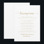 Gold Calligraphy Wedding Kissing Menu Game Card<br><div class="desc">This gold calligraphy wedding kissing menu game card is perfect for a rustic wedding reception. The simple and elegant design features classic and fancy script typography in gold.</div>