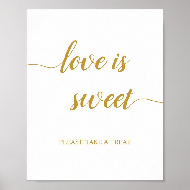Gold Calligraphy Wedding Love is Sweet Sign (Front)