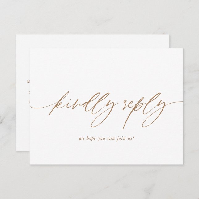 Gold Calligraphy Wedding Menu Choice RSVP Postcard (Front/Back)