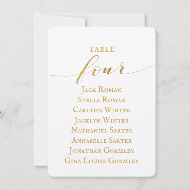 Gold Calligraphy Wedding Seating Chart Card (Front)