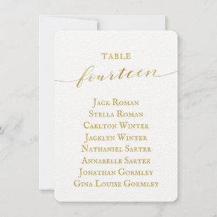 Gold Calligraphy Wedding Seating Chart Card