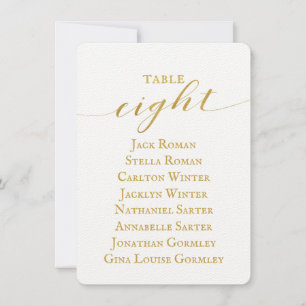 Gold Calligraphy Wedding Seating Chart Card