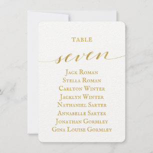Gold Calligraphy Wedding Seating Chart Card