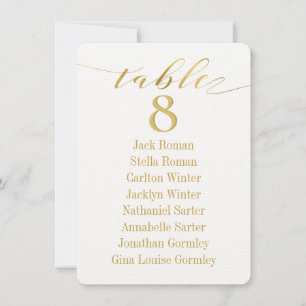 Gold Calligraphy Wedding Seating Chart Card