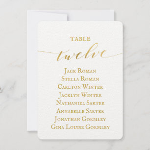 Gold Calligraphy Wedding Seating Chart Card