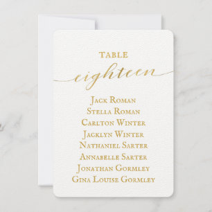 Gold Calligraphy Wedding Seating Chart Card