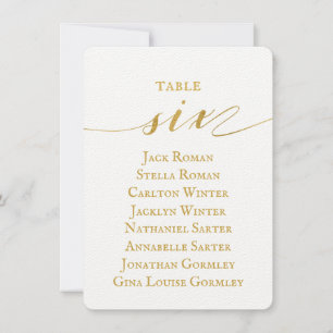 Gold Calligraphy Wedding Seating Chart Card