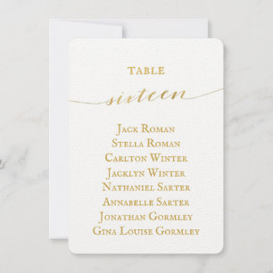 Gold Calligraphy Wedding Seating Chart Card