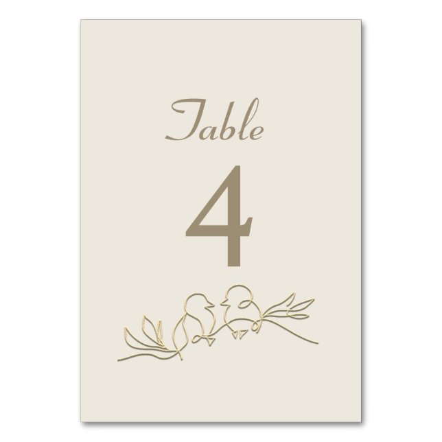 Gold Calligraphy Wedding Table Number (Front)