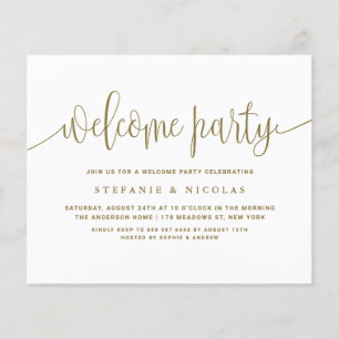 Gold Calligraphy Welcome Party Invitation