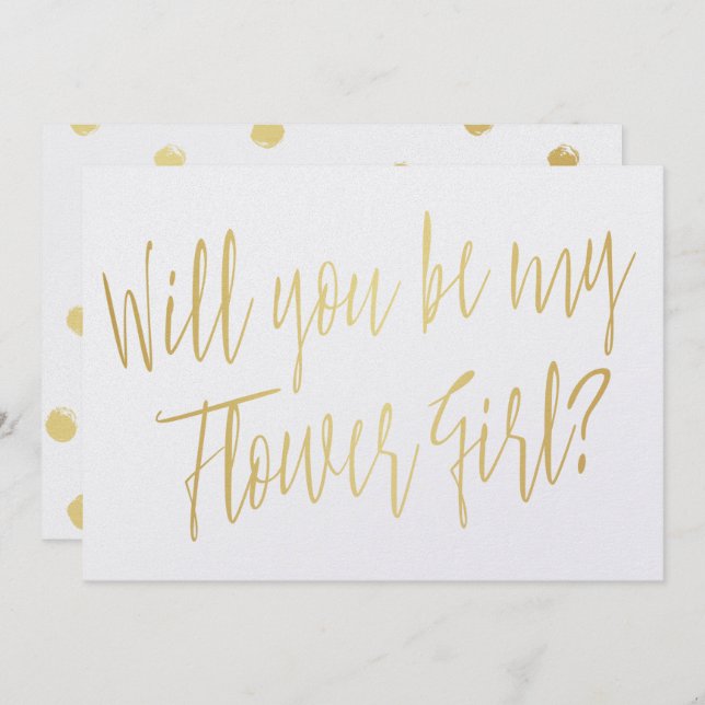 Gold Calligraphy "Will you be my flower girl" Invitation (Front/Back)