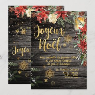 Gold Calligraphy Woodland French Joyeux Noel Card