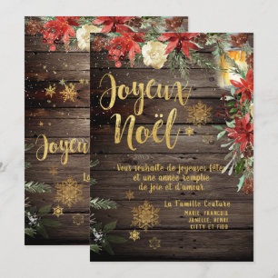 Gold Calligraphy Woodland French Joyeux Noel Card