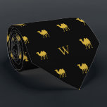 Gold Camel Humpday Monogram Initials Black Tie<br><div class="desc">Embrace the spirit of adventure with our exclusive Gold Camel Skinny Tie, a fashion-forward accessory that effortlessly blends sophistication with a touch of the exotic. This tie features a majestic gold camel motif against a backdrop reminiscent of Egypt's vast desert sand dunes. It's not just a tie; it's a symbolic...</div>