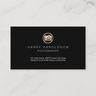 Gold Camera Icon Photographer Business Card