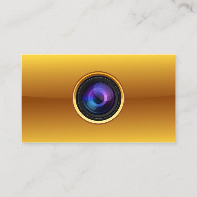 Gold Camera Photographer business card (Front)