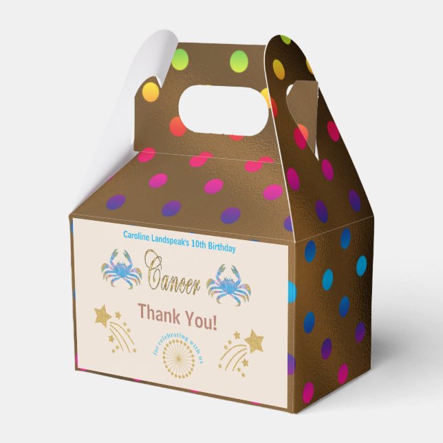 Gold Cancer Zodiac multicolored confetti  Favour Box (Front Side)