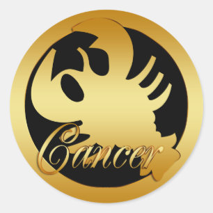 GOLD CANCER ZODIAC SIGN CLASSIC ROUND STICKER