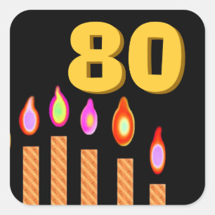 Gold Candles 80th Birthday Square Sticker