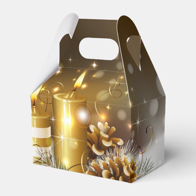 Gold Candles Christmas Elegant Holiday Favour Box (Front Side)