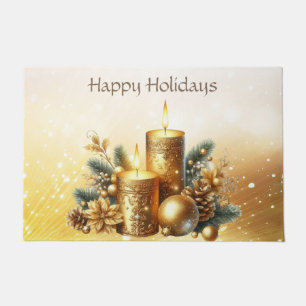 Gold Candles Christmas Holiday Doormat