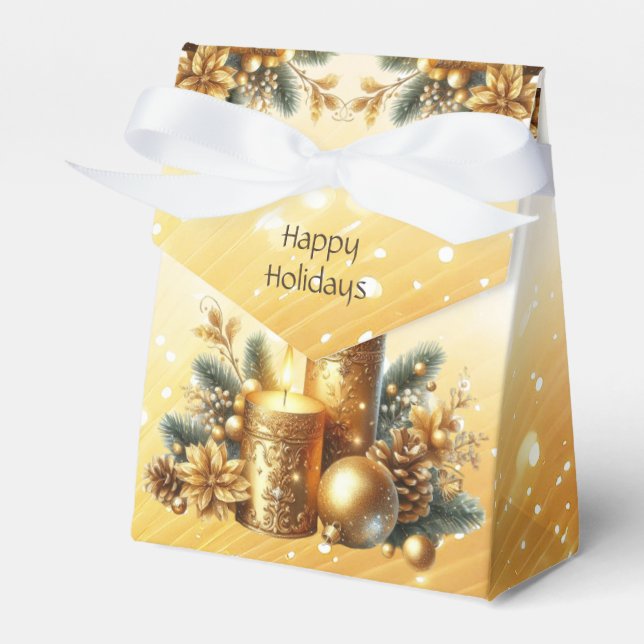 Gold Candles Christmas Holiday Gift Box (Front Side)