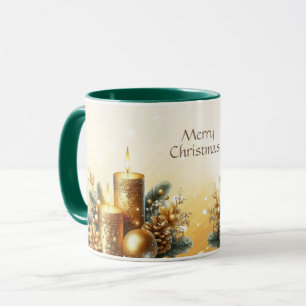 Gold Candles Christmas Holiday Mug