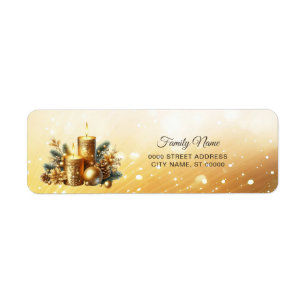 Gold Candles Christmas Holiday Return Address