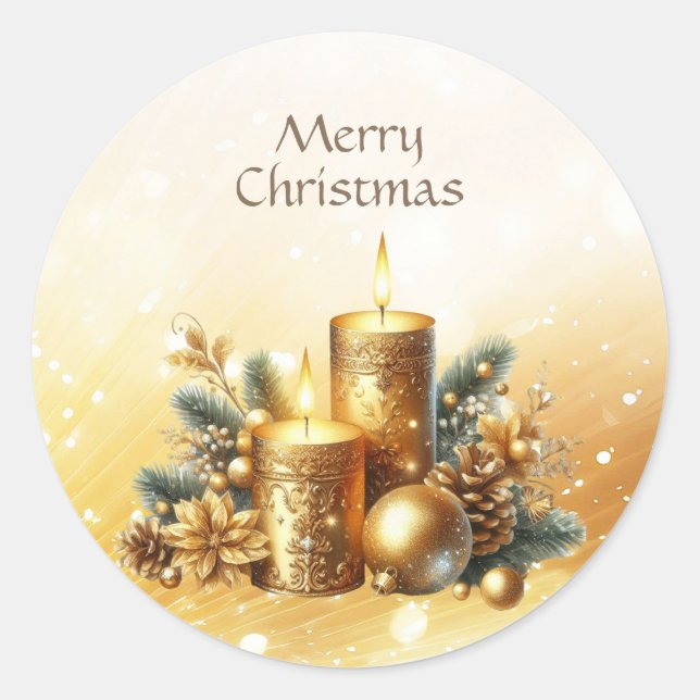Gold Candles Christmas Holiday Sticker (Front)