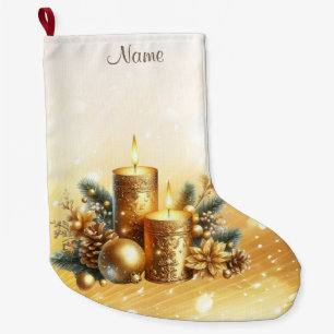 Gold Candles Christmas Holiday Stocking