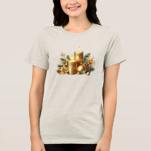 Gold Candles Christmas Holiday Women's T-Shirt Tri-Blend Shirt