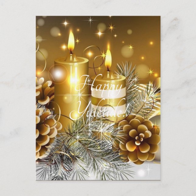 gold candles pine cones postcard (Front)