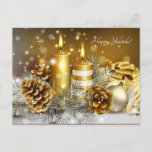 gold candles pine cones postcard<br><div class="desc">Wishing your home is
filled with all the joy, 
love,  & magic of
the season!</div>